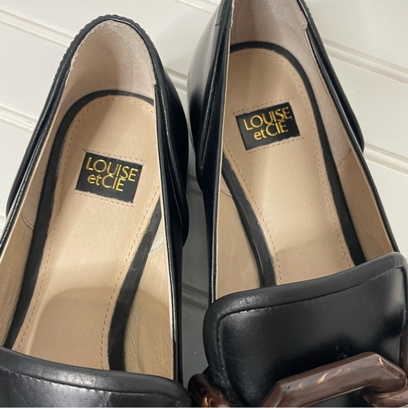 Louise et Cie Emlen Tortoise Chain Black Leather Classic Loafer 617 - Picture 5 of 11